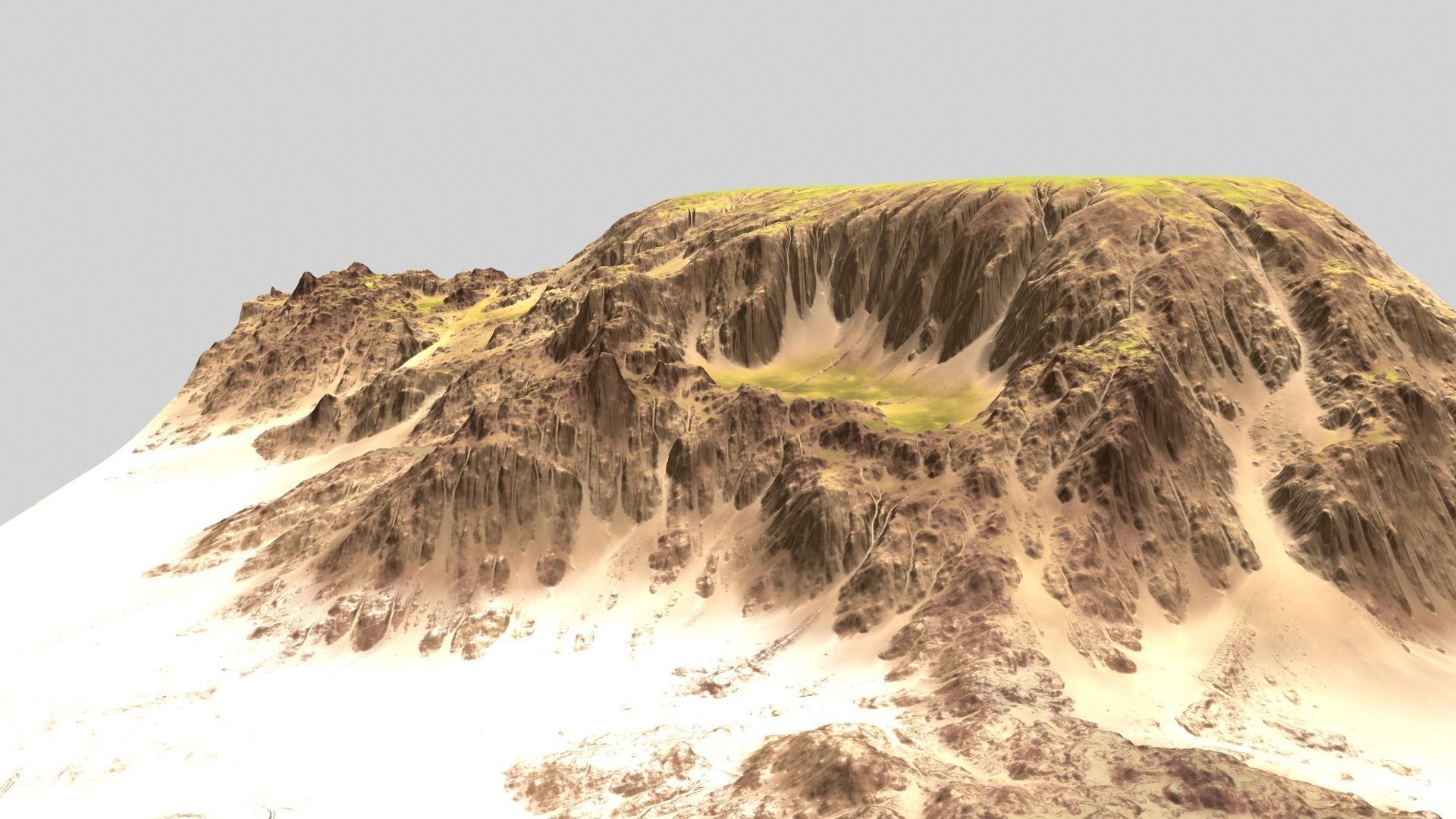 Terrain skirt with grass and trees 3D model_1