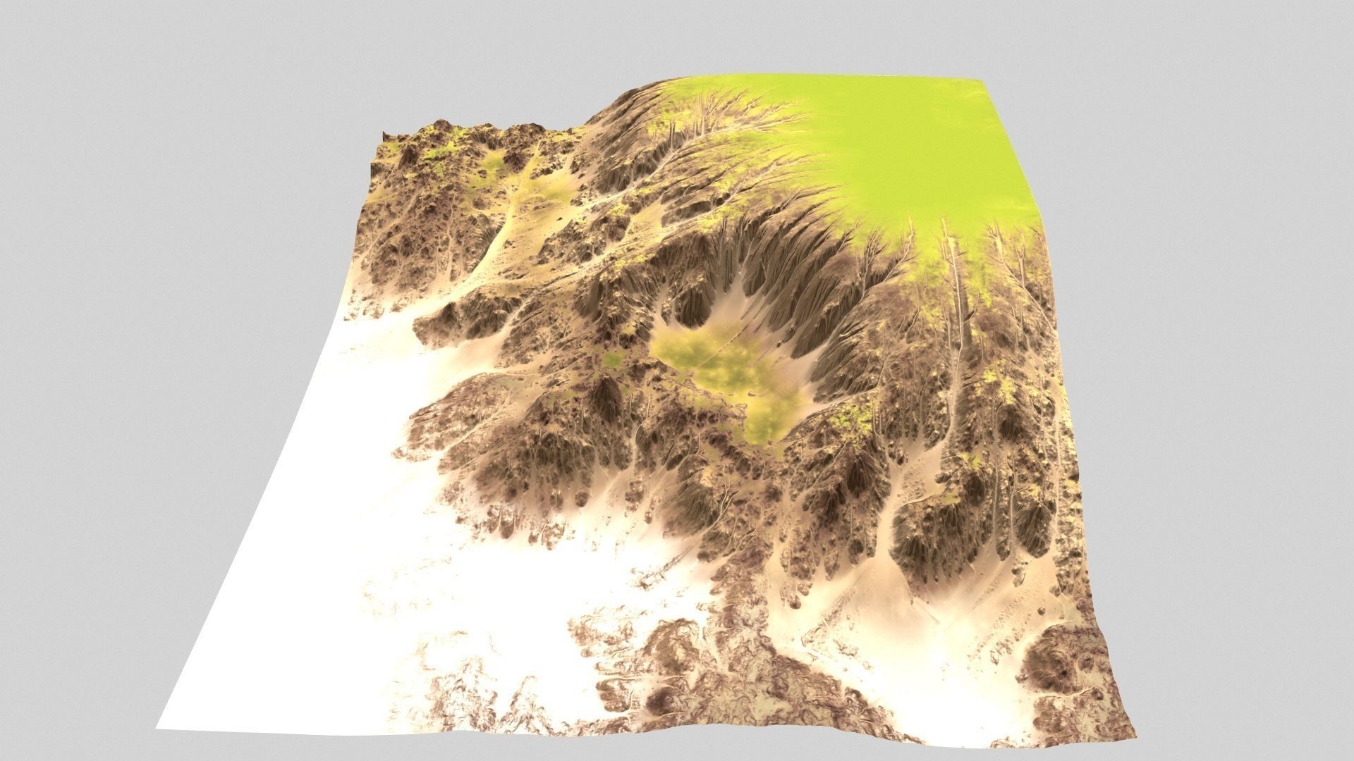 Terrain skirt with grass and trees 3D model_7