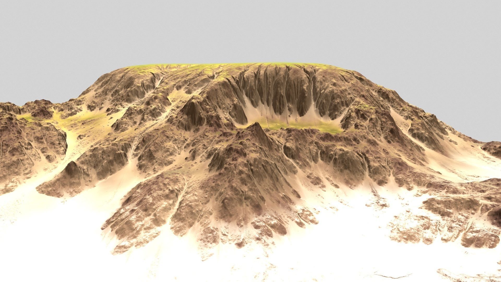 Terrain skirt with grass and trees 3D model_5