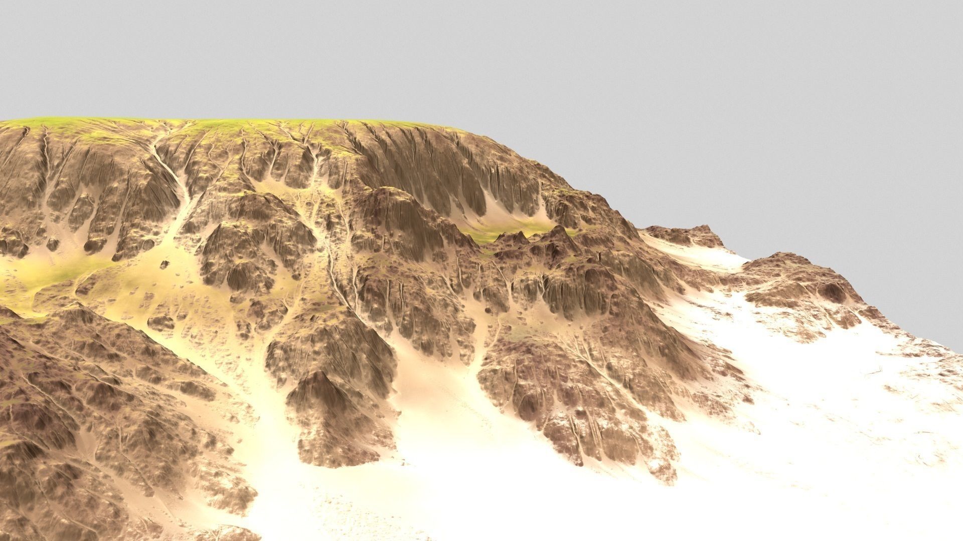 Terrain skirt with grass and trees 3D model_2