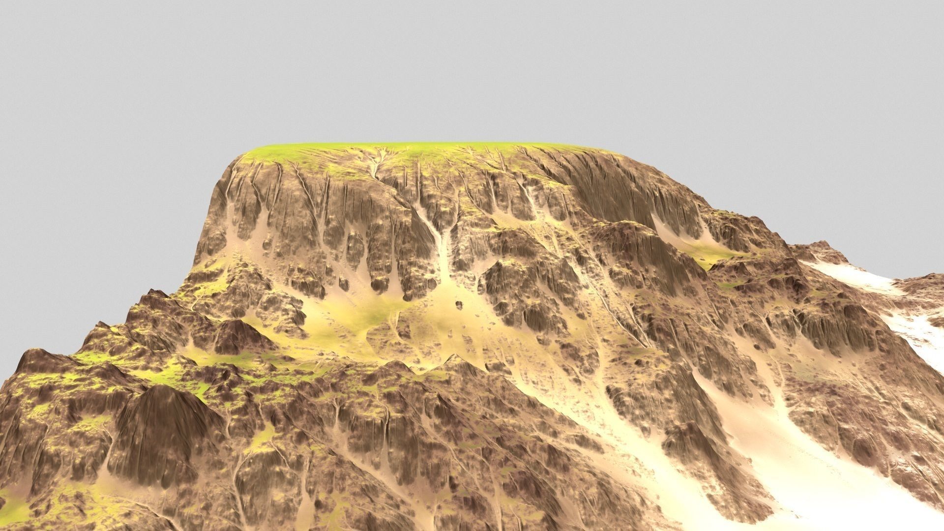 Terrain skirt with grass and trees 3D model_4