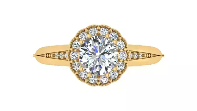 Round-Cut Blue Gemstone Halo Engagement Ring