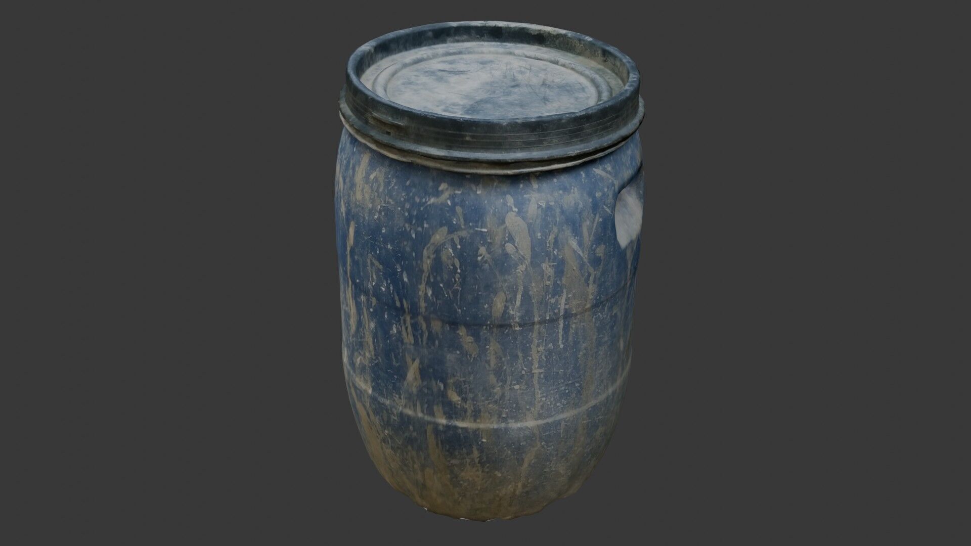 Old Blue Plastic Barrel 3D Model Low-poly 3D model_7