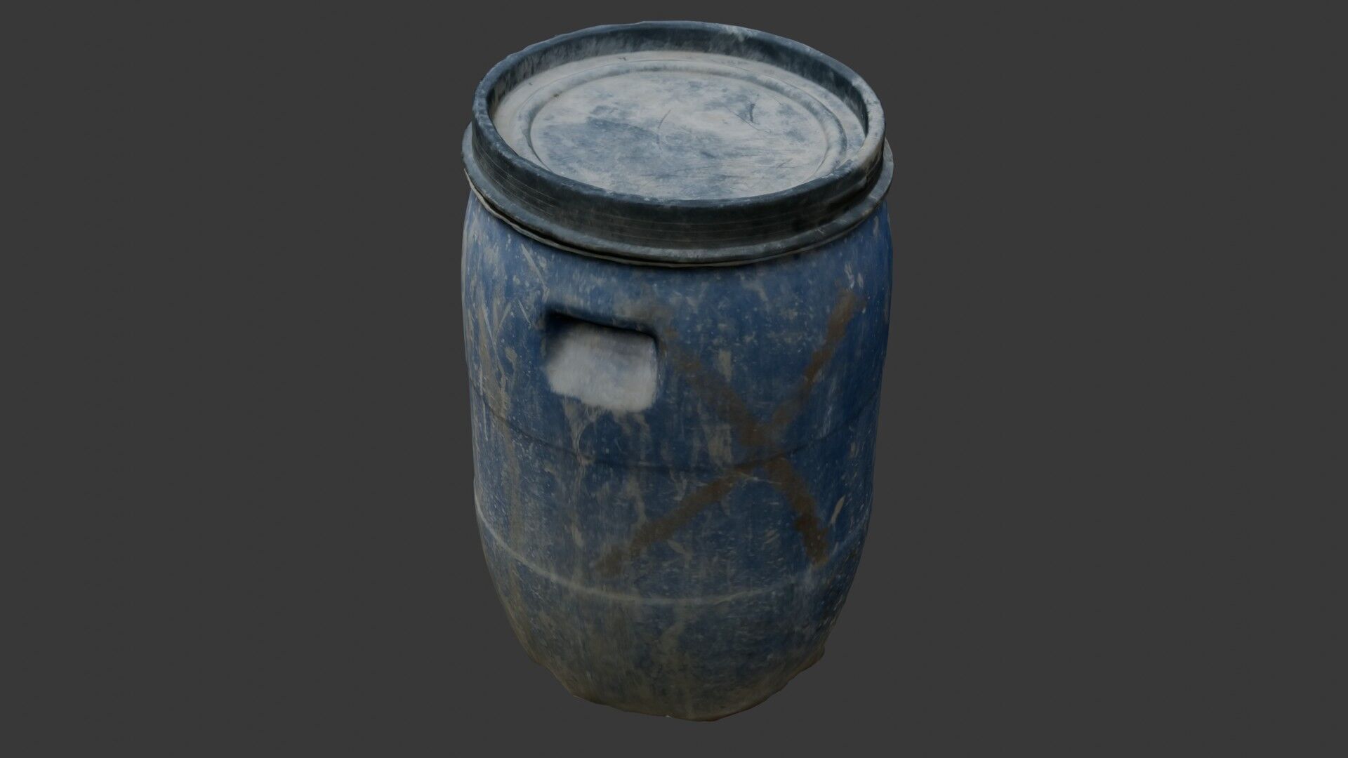 Old Blue Plastic Barrel 3D Model Low-poly 3D model_6