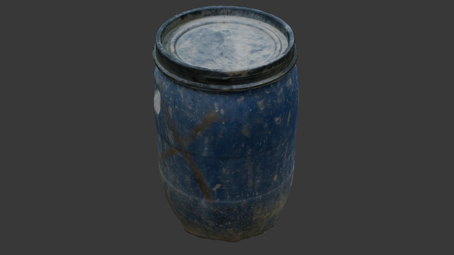 Old Blue Plastic Barrel 3D Model Low-poly 3D model_5