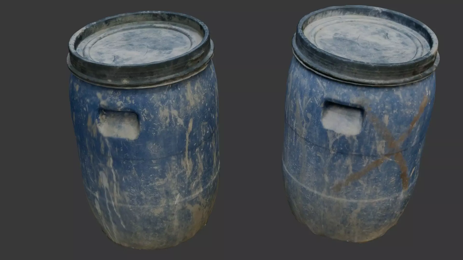 Old Blue Plastic Barrel 3D Model Low-poly 3D model_0