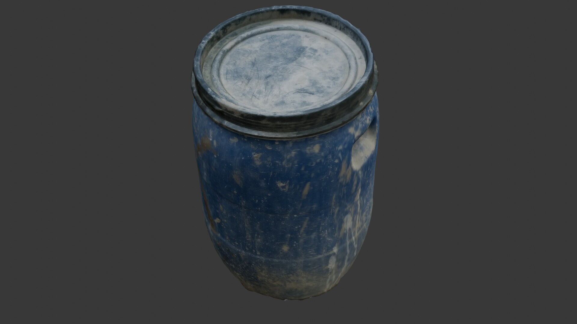 Old Blue Plastic Barrel 3D Model Low-poly 3D model_4
