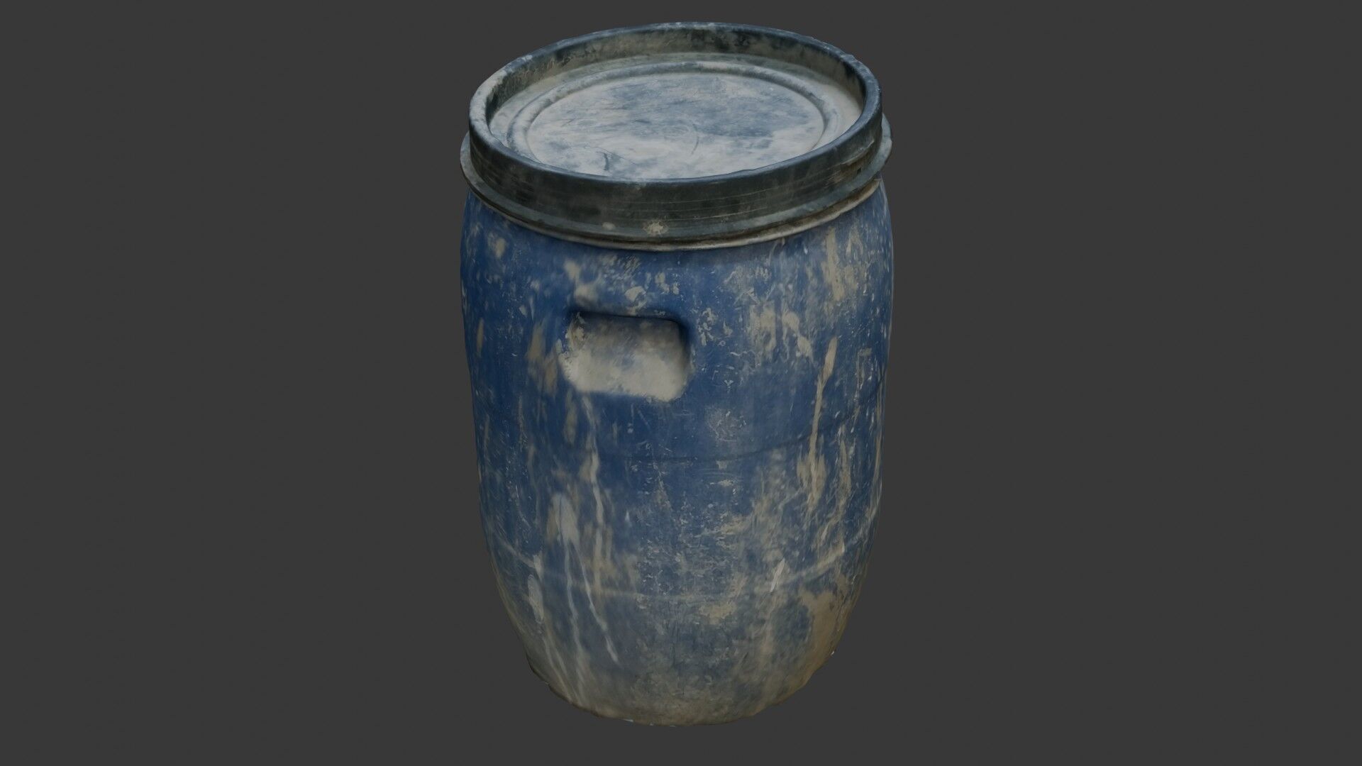 Old Blue Plastic Barrel 3D Model Low-poly 3D model_1