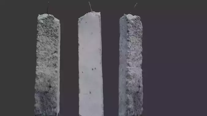 Weathered Concrete Post 3D Model