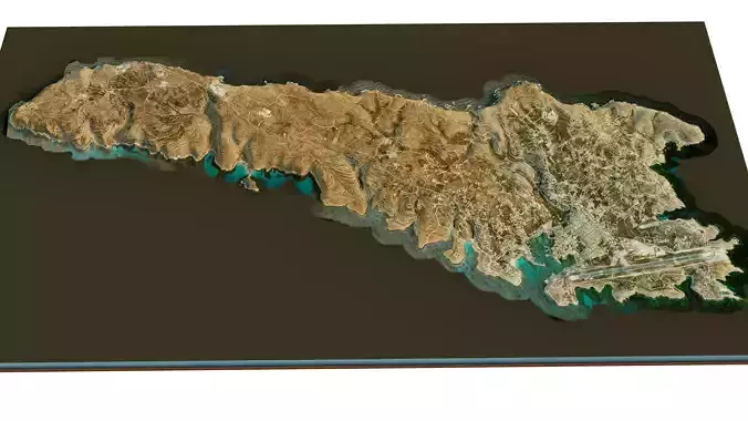 Lampedusa island 3d model terrain