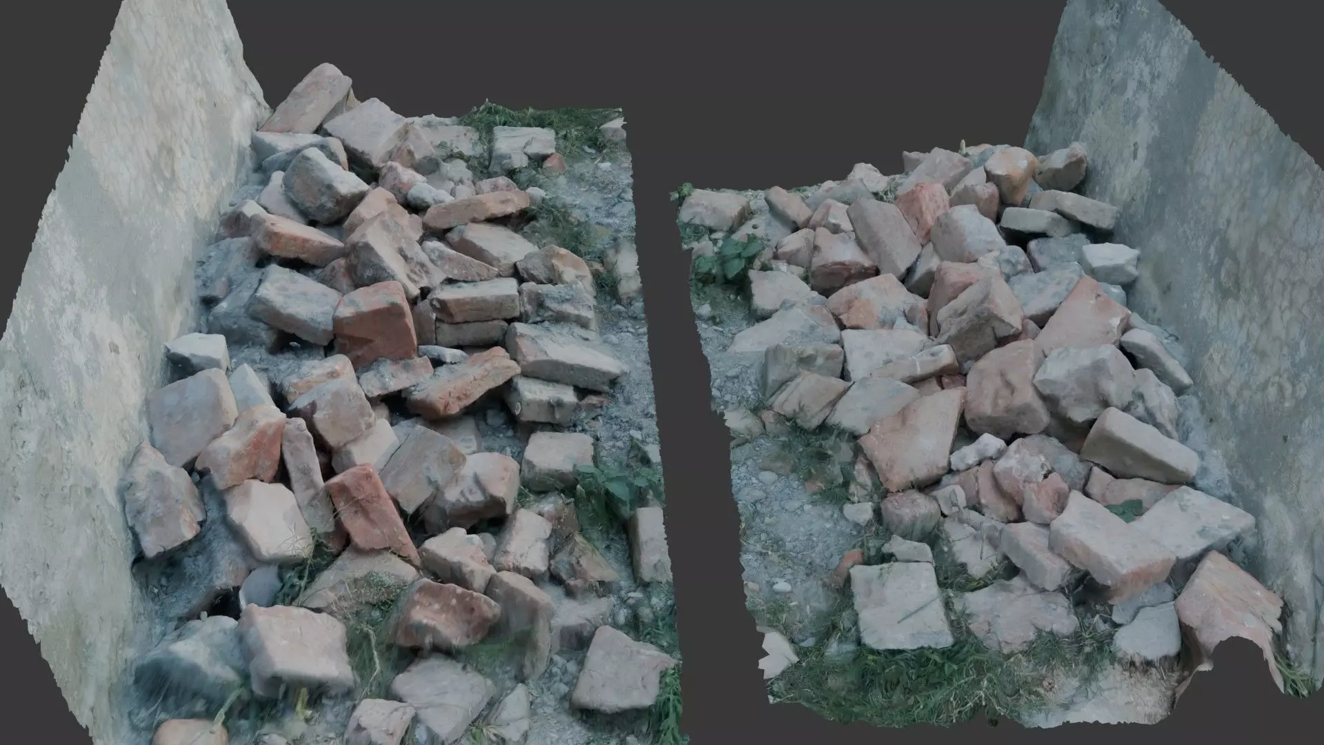 Scattered Bricks Pile 3D Model Low-poly 3D model