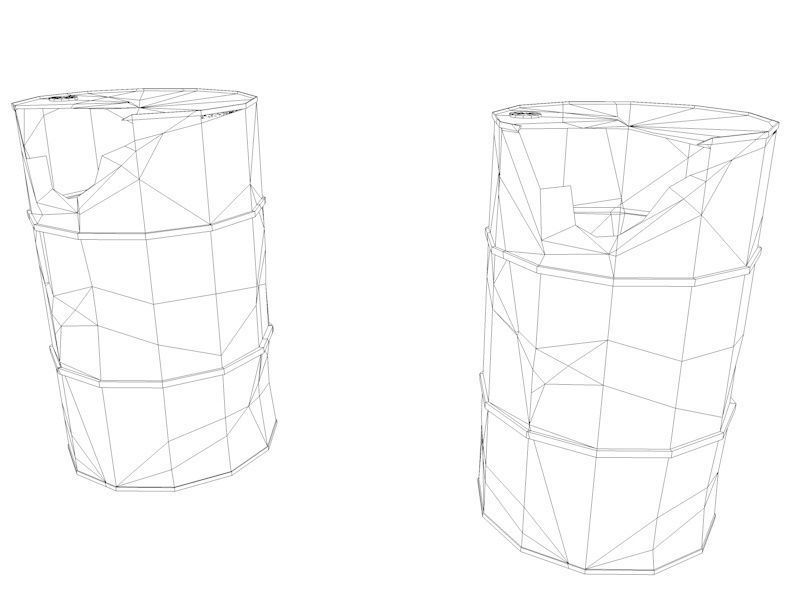Broken Low Poly Barrels Low-poly 3D model_4