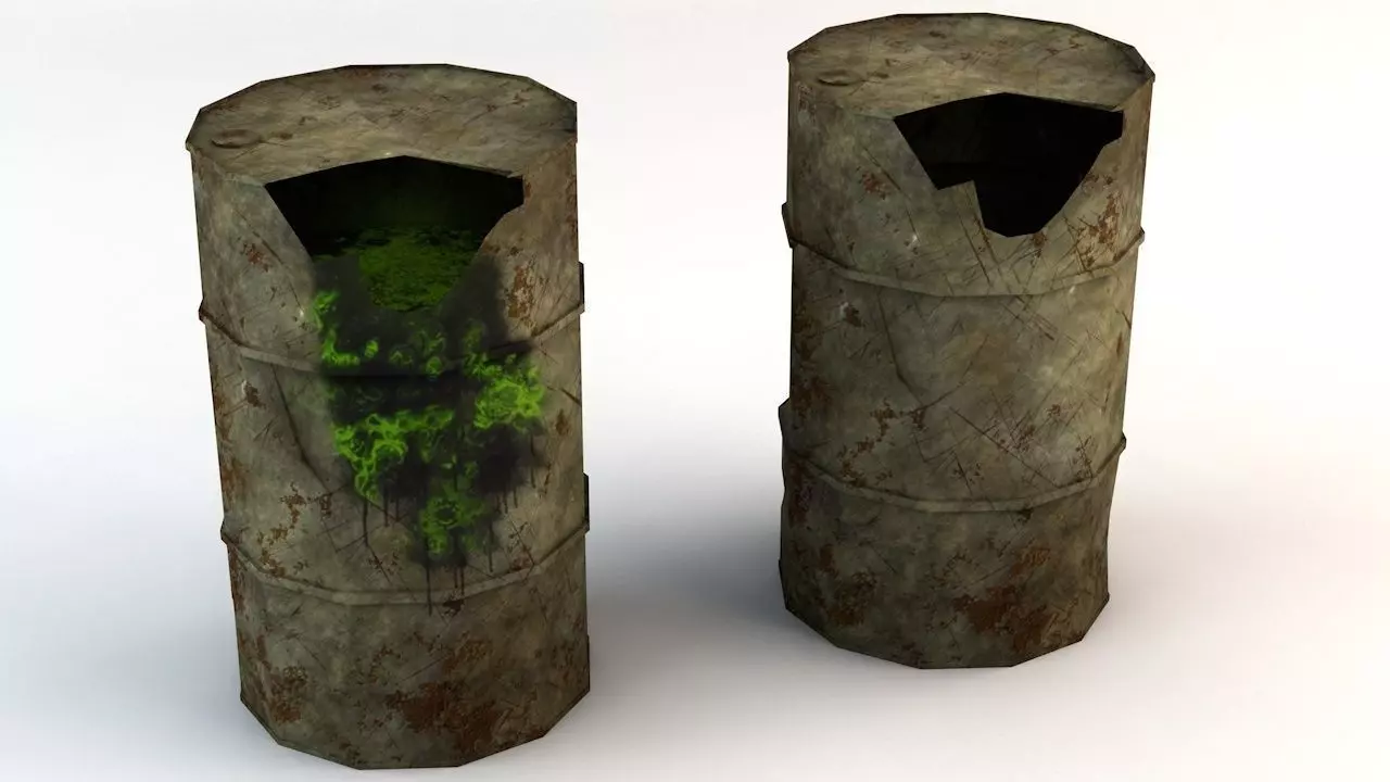 Broken Low Poly Barrels Low-poly 3D model_0