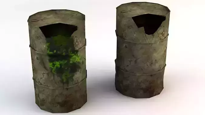 Broken Low Poly Barrels Low-poly 3D model