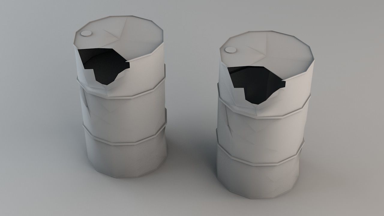 Broken Low Poly Barrels Low-poly 3D model_2