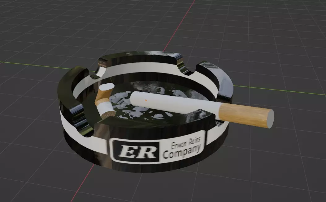 Cendrier avec cigarettes 3D model_0