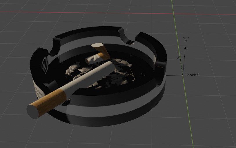 Cendrier avec cigarettes 3D model_2