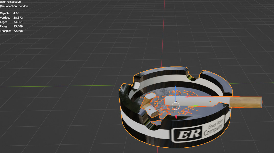 Cendrier avec cigarettes 3D model_3