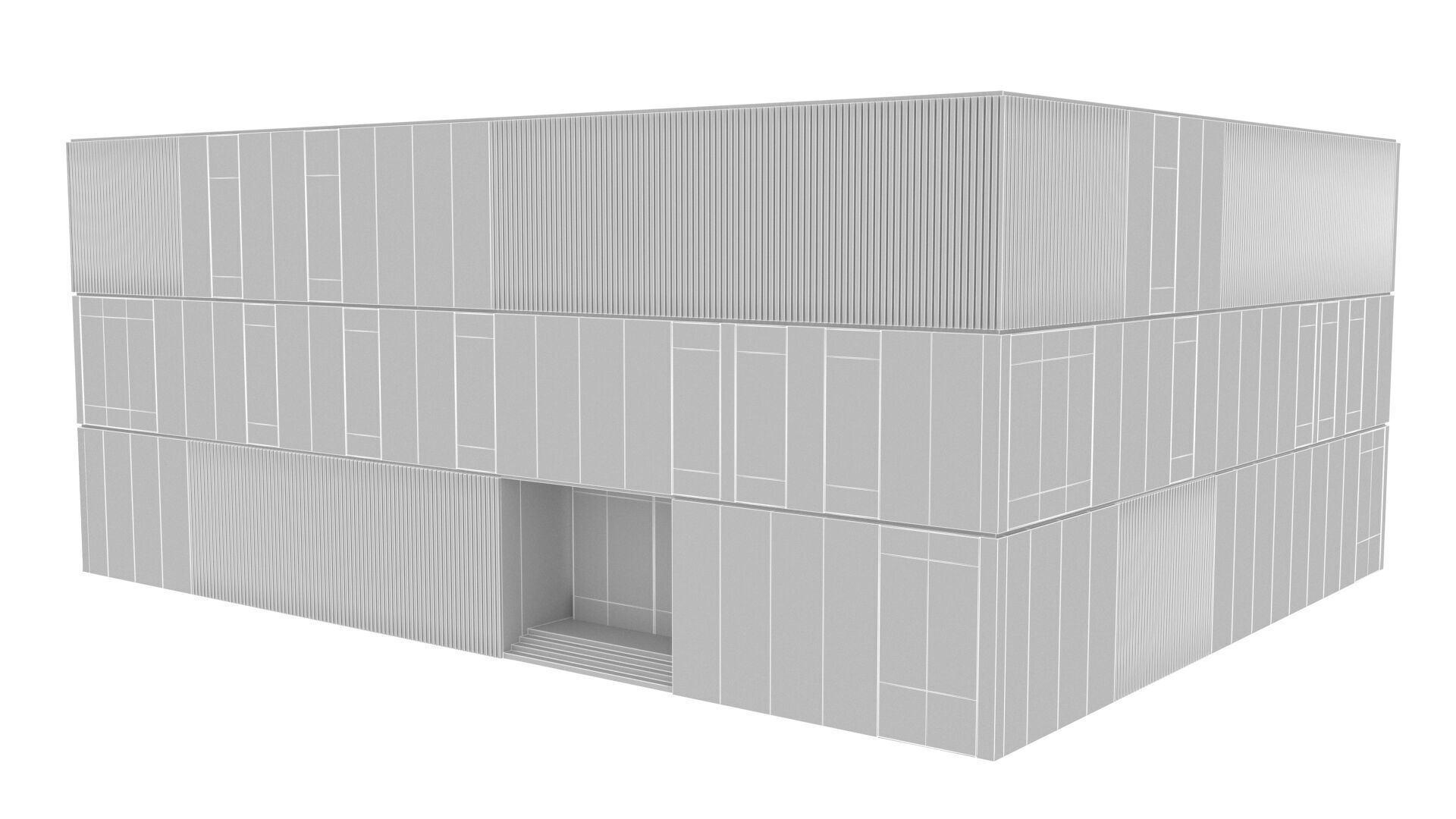 gallery building Low-poly 3D model_11