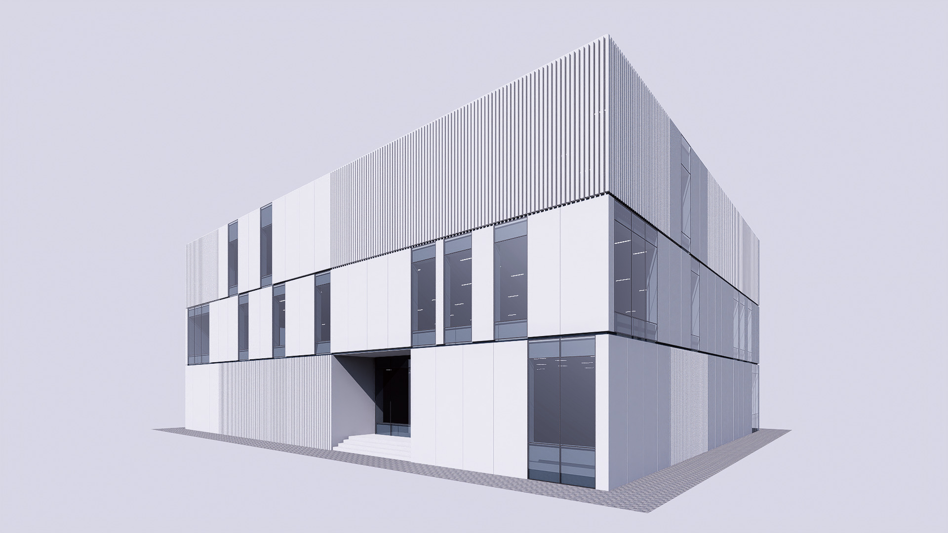 gallery building Low-poly 3D model_6