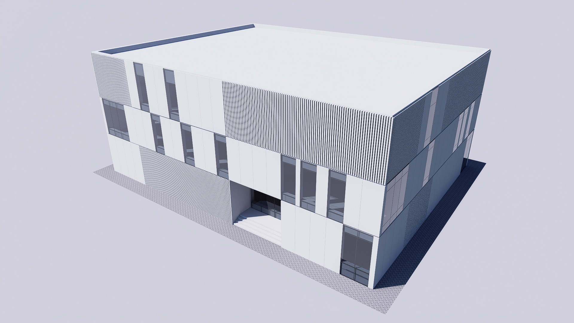 gallery building Low-poly 3D model_3