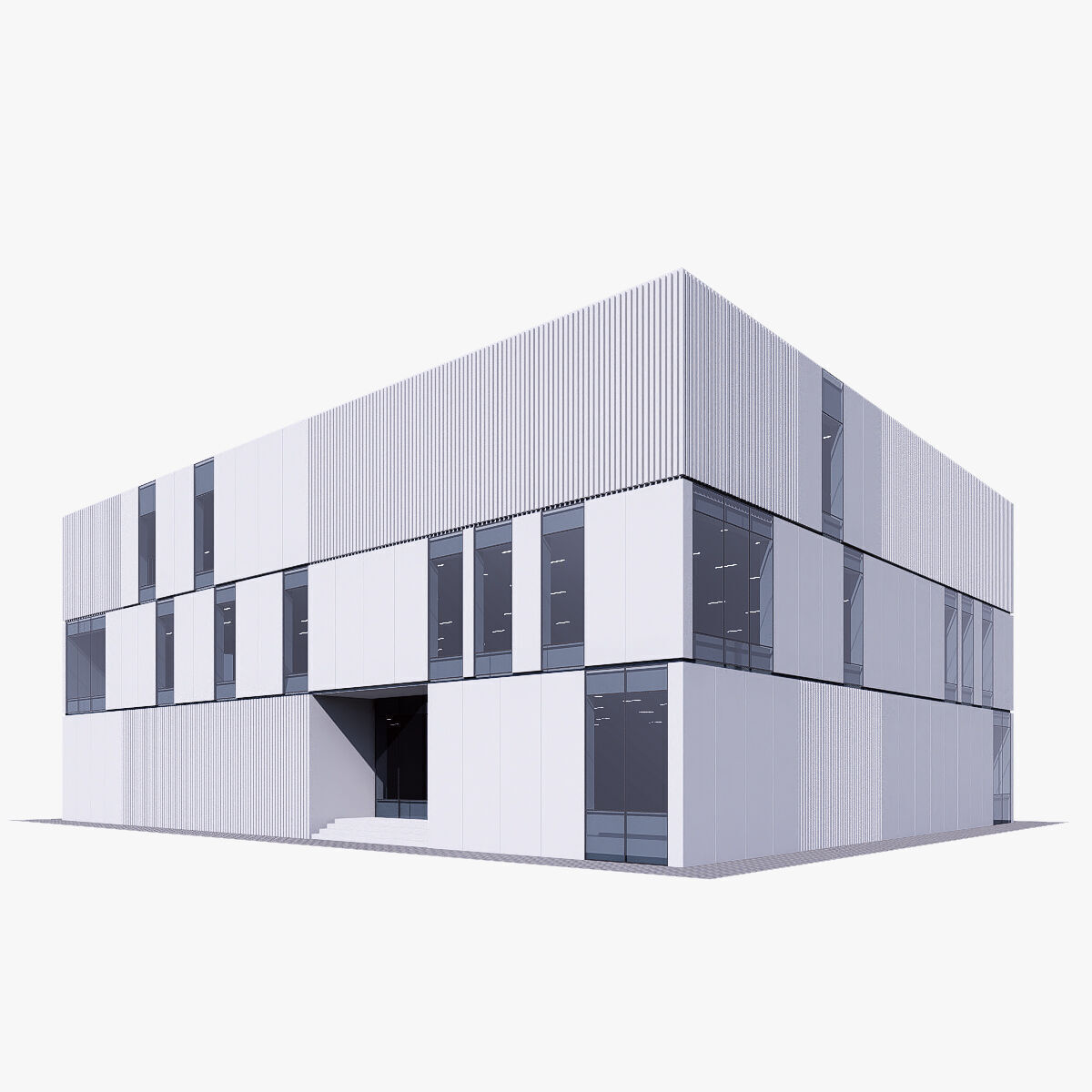 gallery building Low-poly 3D model_1