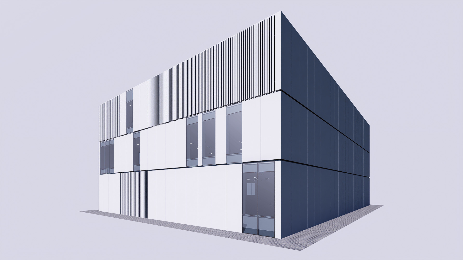 gallery building Low-poly 3D model_7