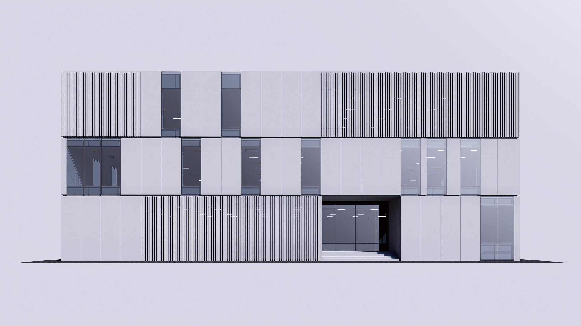 gallery building Low-poly 3D model_2