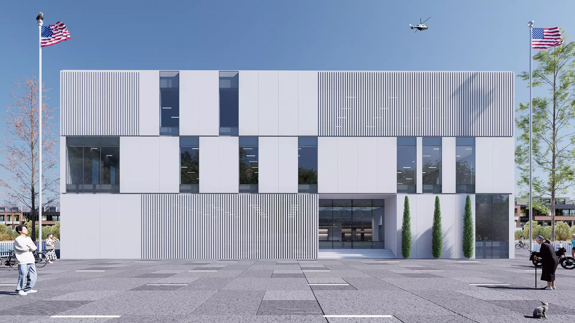 gallery building Low-poly 3D model_0