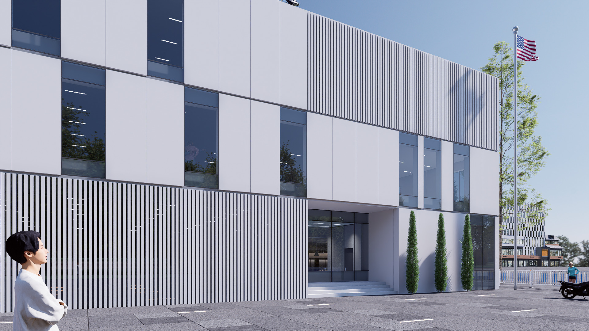 gallery building Low-poly 3D model_4