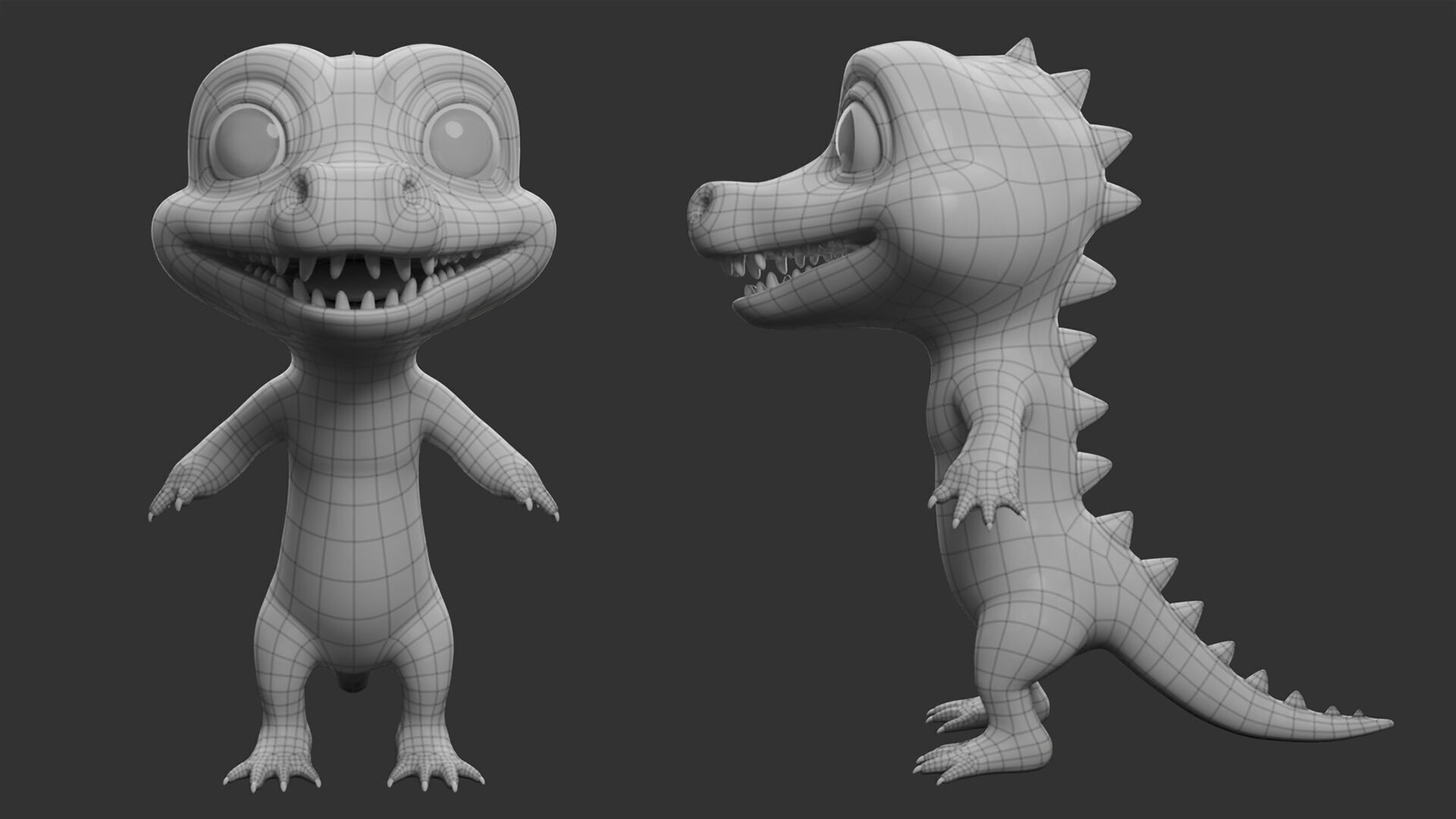 Crocodile 2 Cartoon Low-poly 3D model_3
