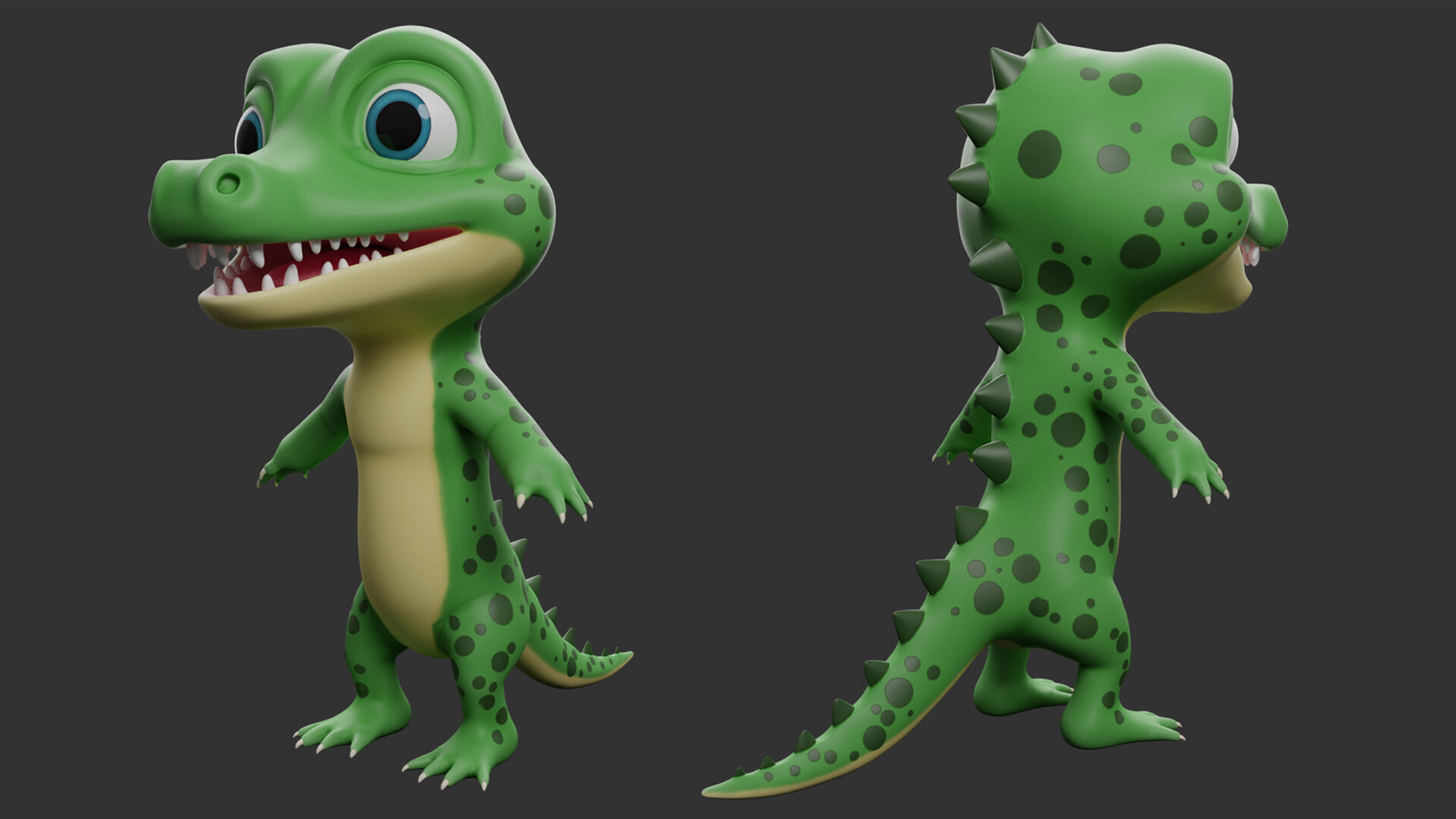 Crocodile 2 Cartoon Low-poly 3D model_4