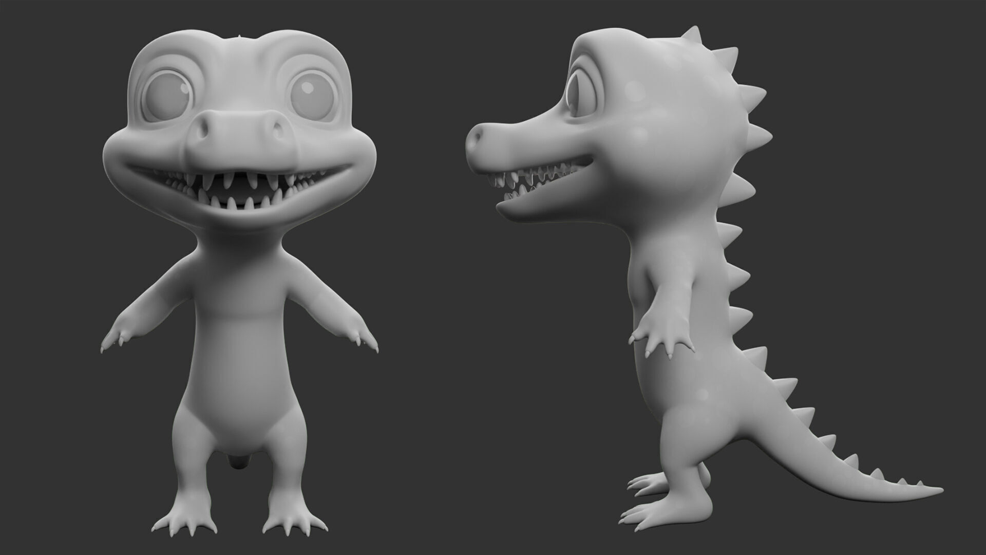 Crocodile 2 Cartoon Low-poly 3D model_2