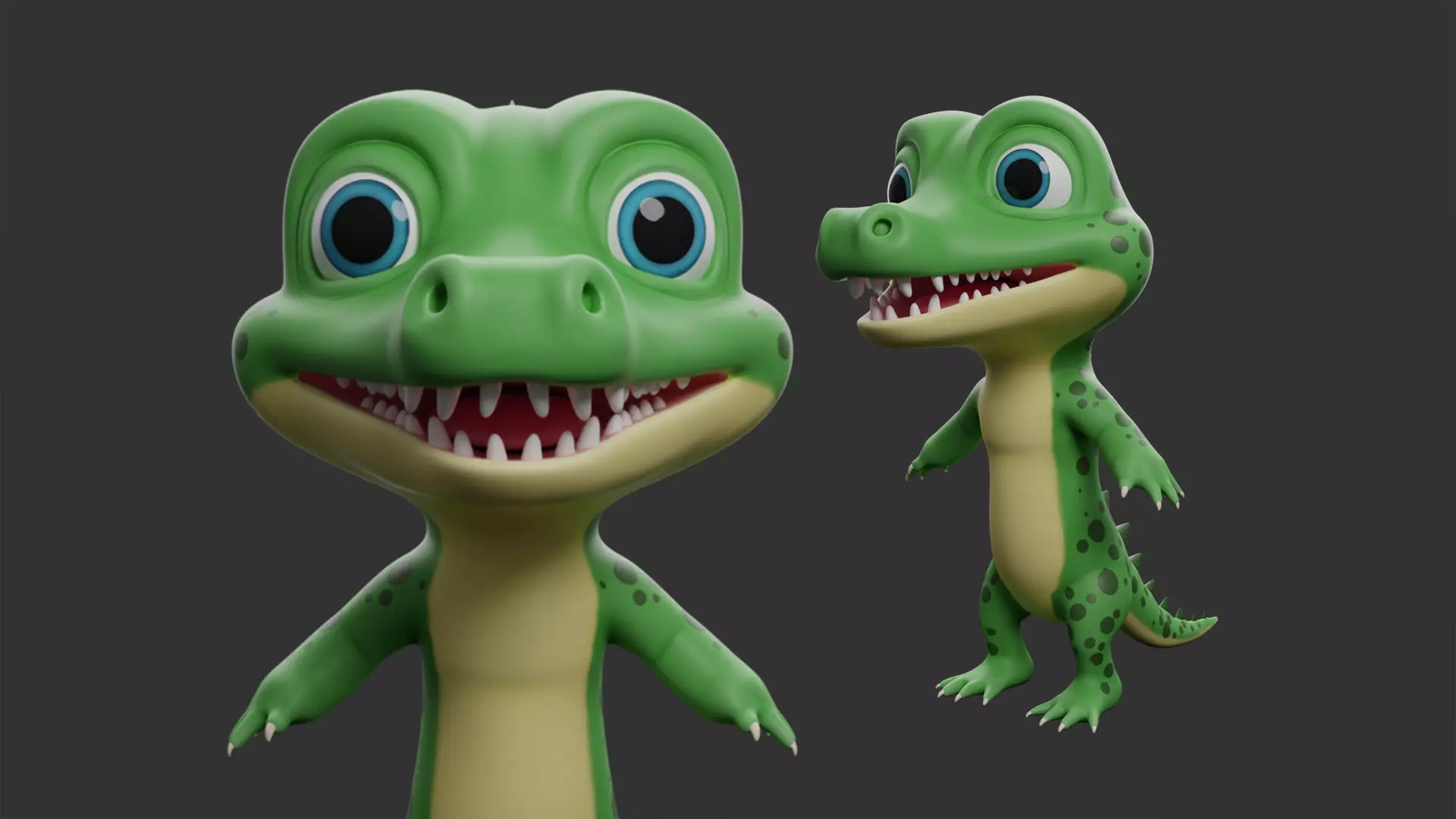 Crocodile 2 Cartoon Low-poly 3D model_0
