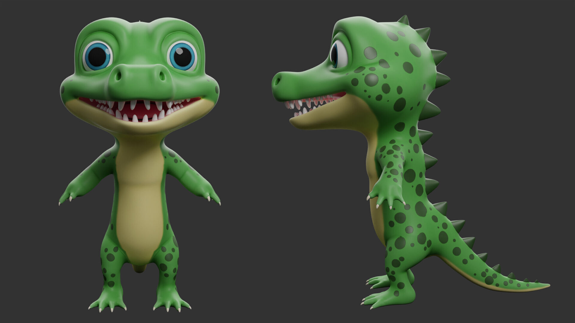 Crocodile 2 Cartoon Low-poly 3D model_1