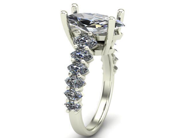 Engagement Ring With Marquise Diamond 3D model_2