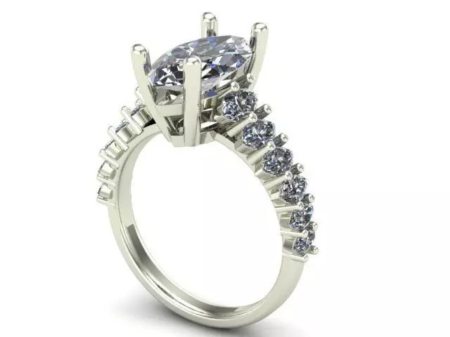 Engagement Ring With Marquise Diamond 3D model_0