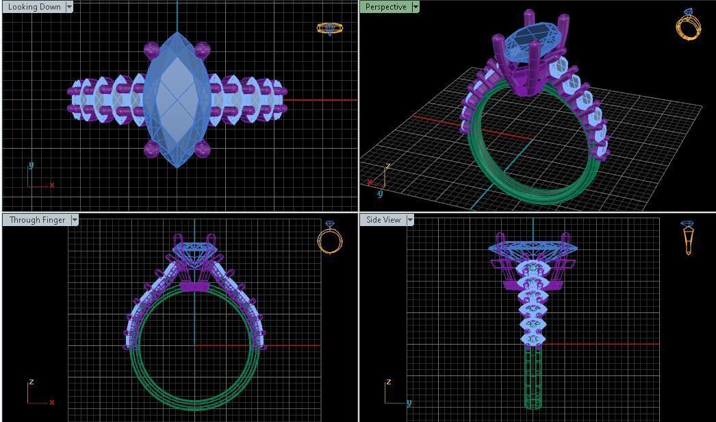 Engagement Ring With Marquise Diamond 3D model_3