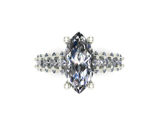 Engagement Ring With Marquise Diamond 3D model_1