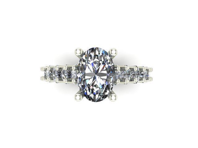 Engagement Ring With Oval Diamond Around It 3D model_1