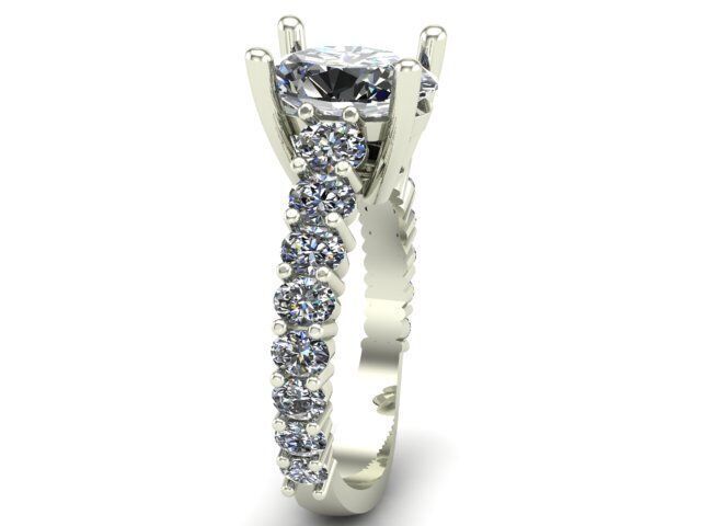 Engagement Ring With Oval Diamond Around It 3D model_2