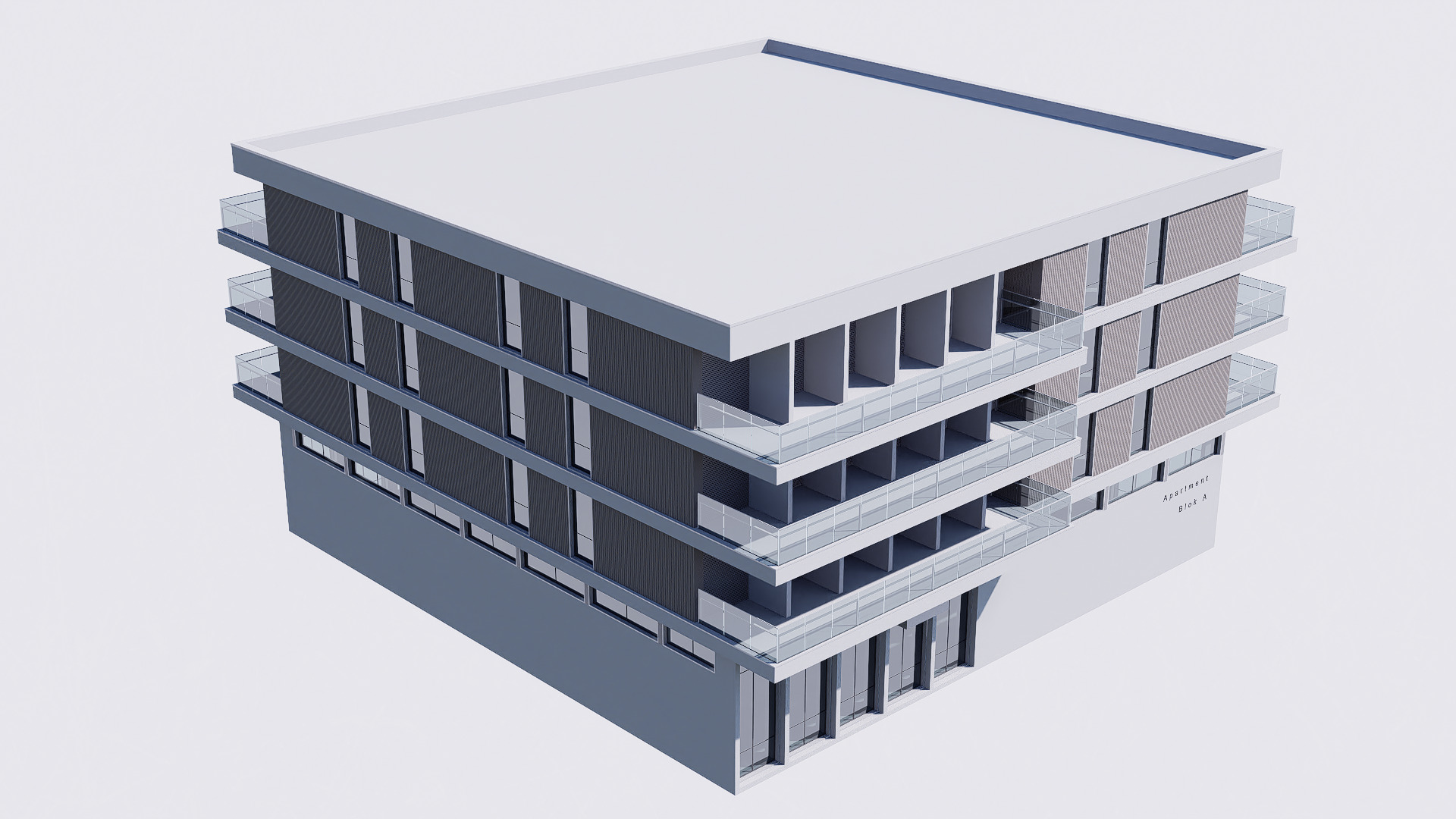 apartment building realistic Low-poly 3D model_2