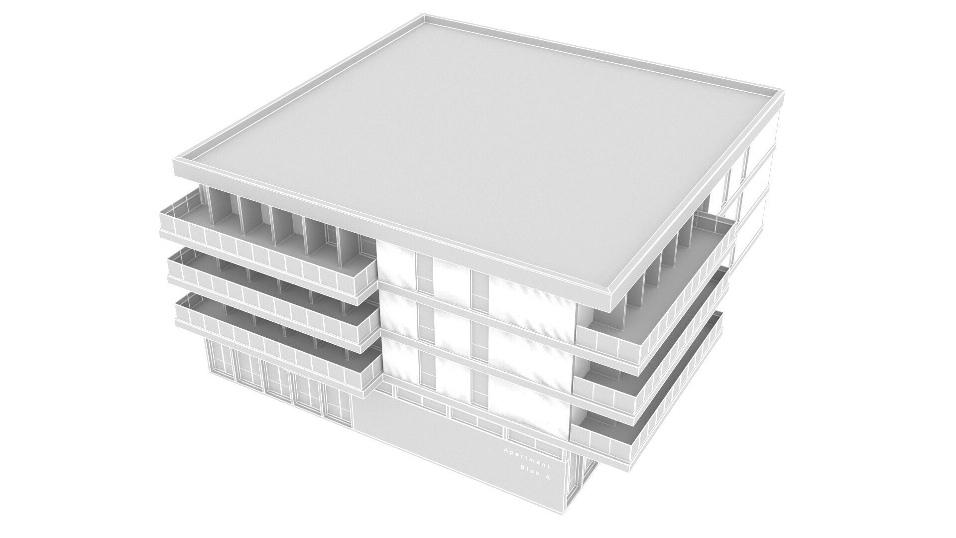 apartment building realistic Low-poly 3D model_11