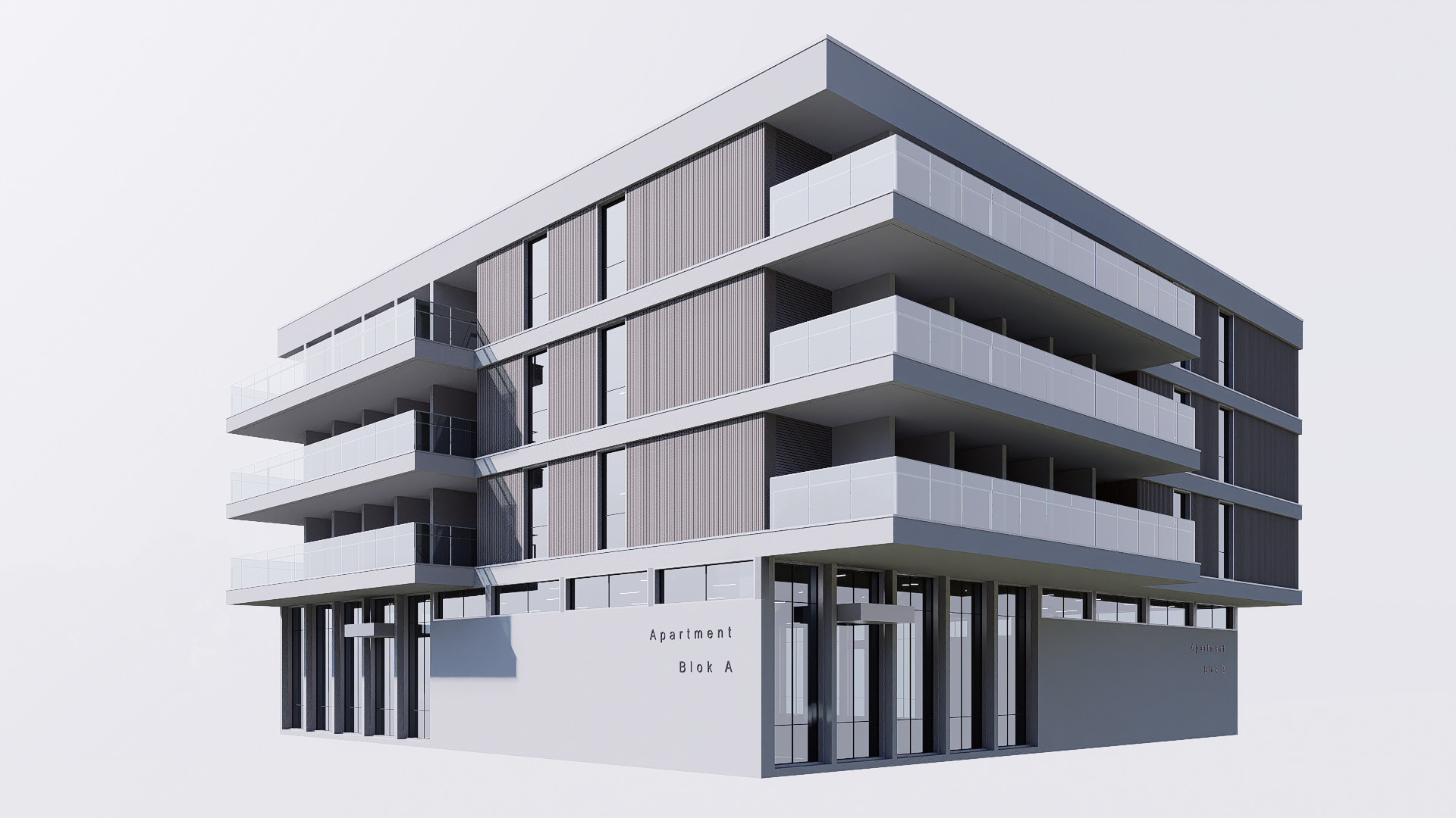 apartment building realistic Low-poly 3D model_8