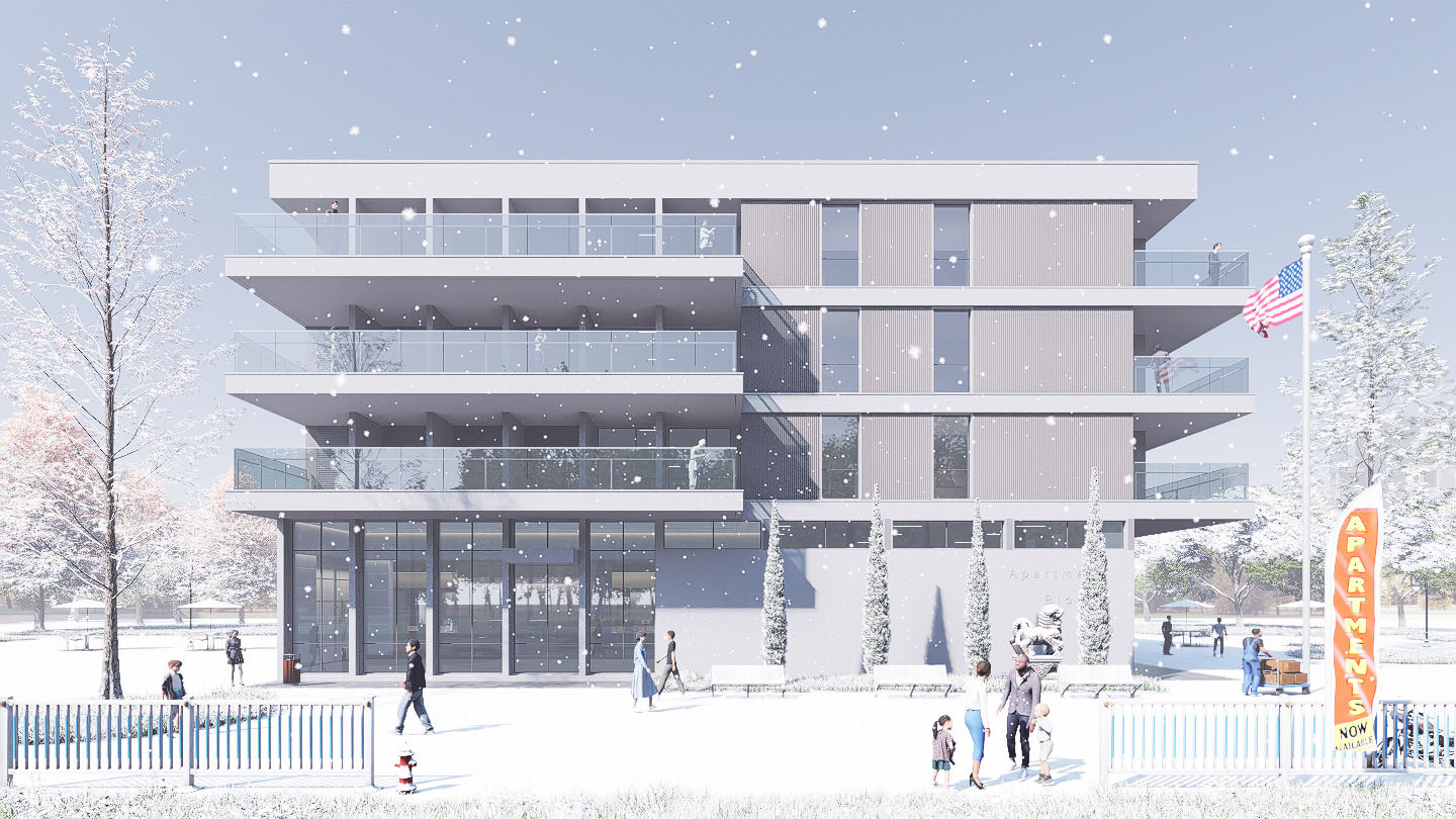 apartment building realistic Low-poly 3D model_15