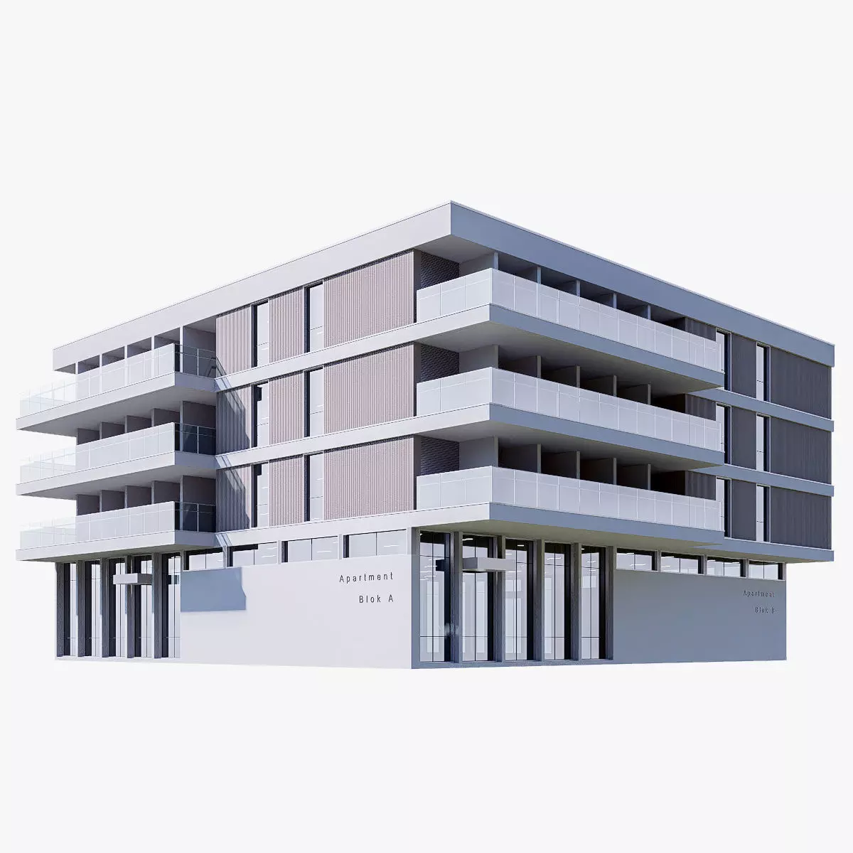 apartment building realistic Low-poly 3D model_0