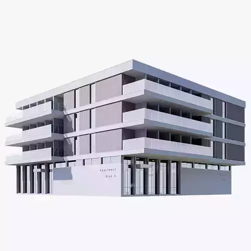 apartment building realistic Low-poly 3D model