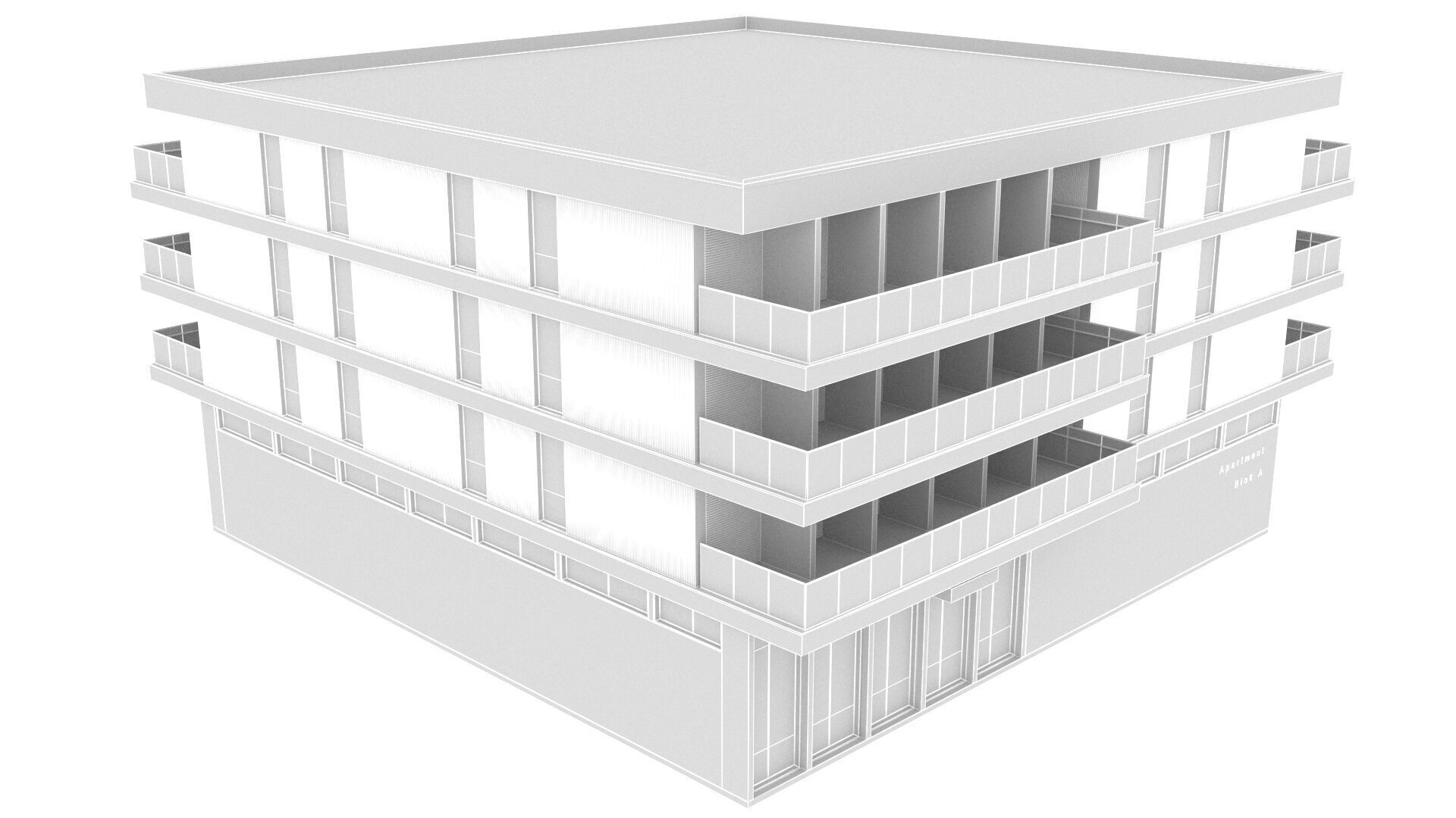 apartment building realistic Low-poly 3D model_13