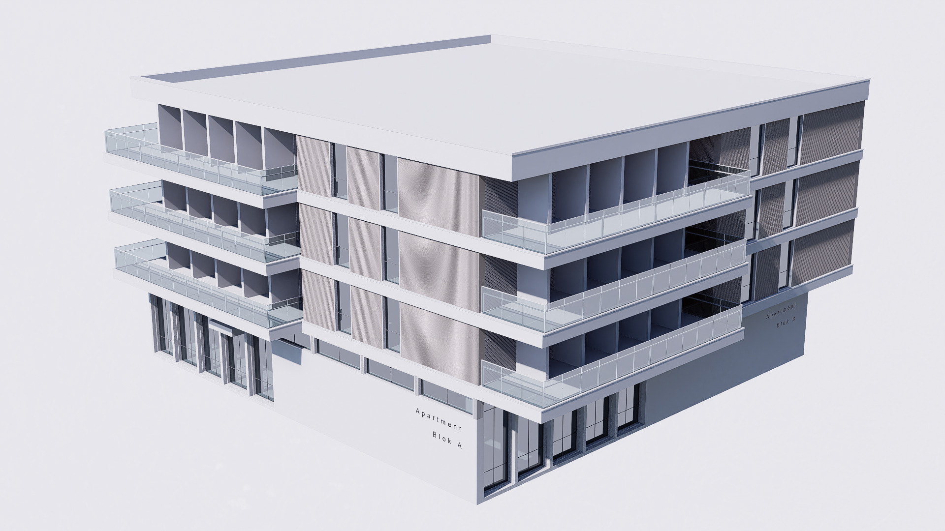 apartment building realistic Low-poly 3D model_5