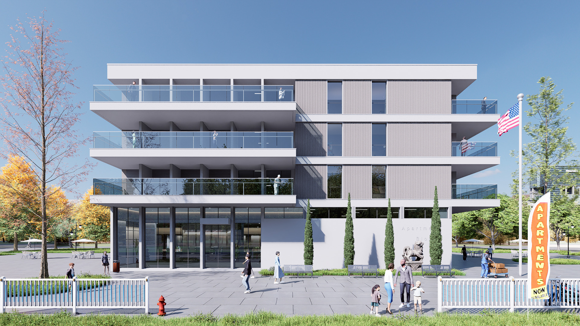 apartment building realistic Low-poly 3D model_1